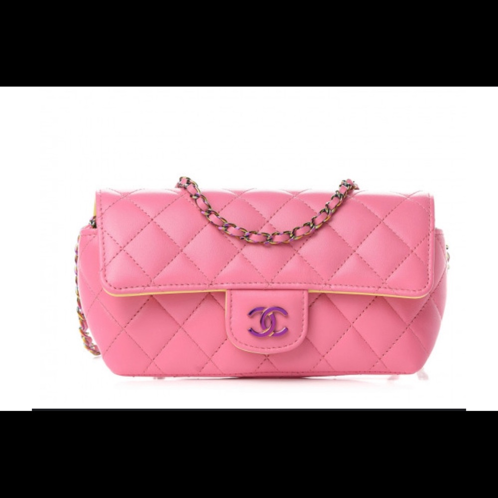 Chanel Sunglasses Holder with Chain in Rainbow Pink 🌈 💗
